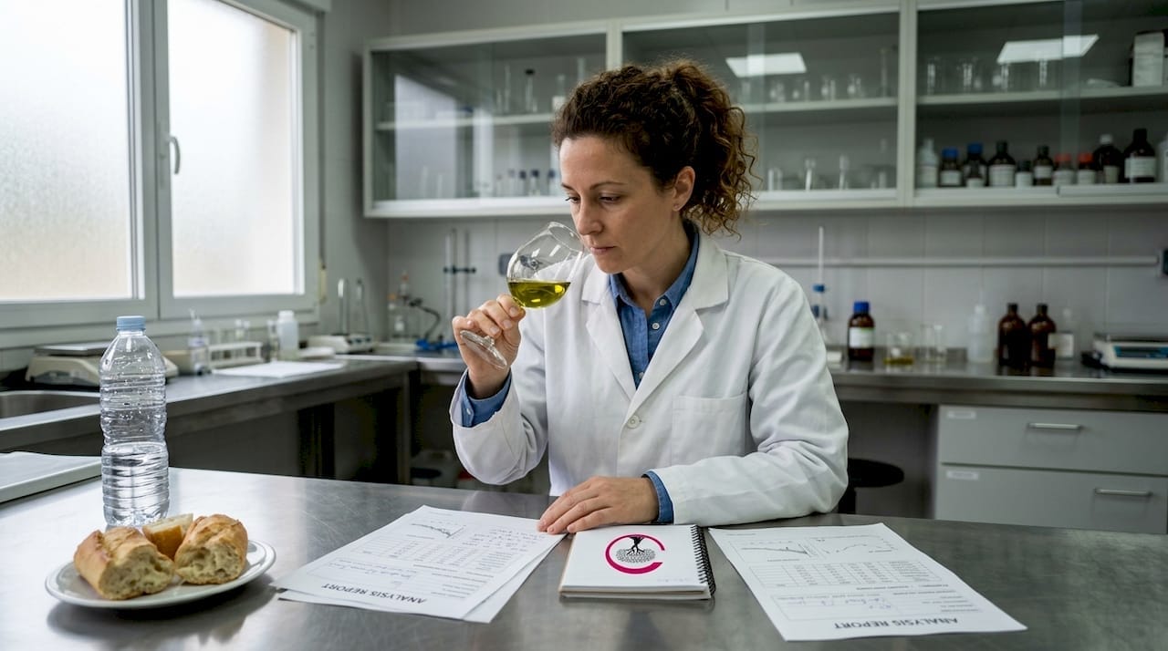 Olijfoliechemicus test monster in laboratorium
