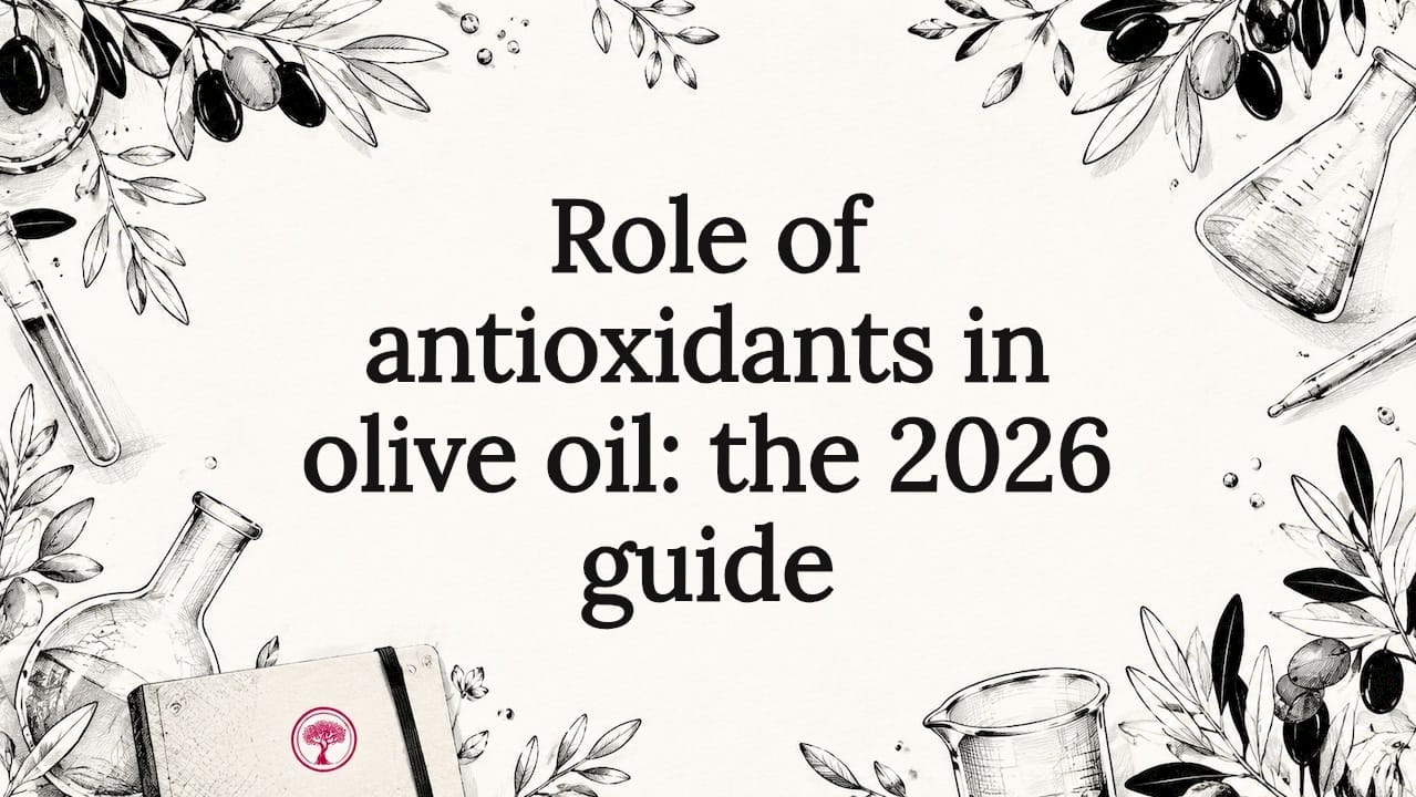 Carta del titolo con antiossidanti decorativi dell'olio d'oliva